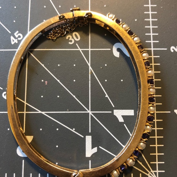 Vintage 14k pearl and amethyst bracelet - Picture 6 of 9